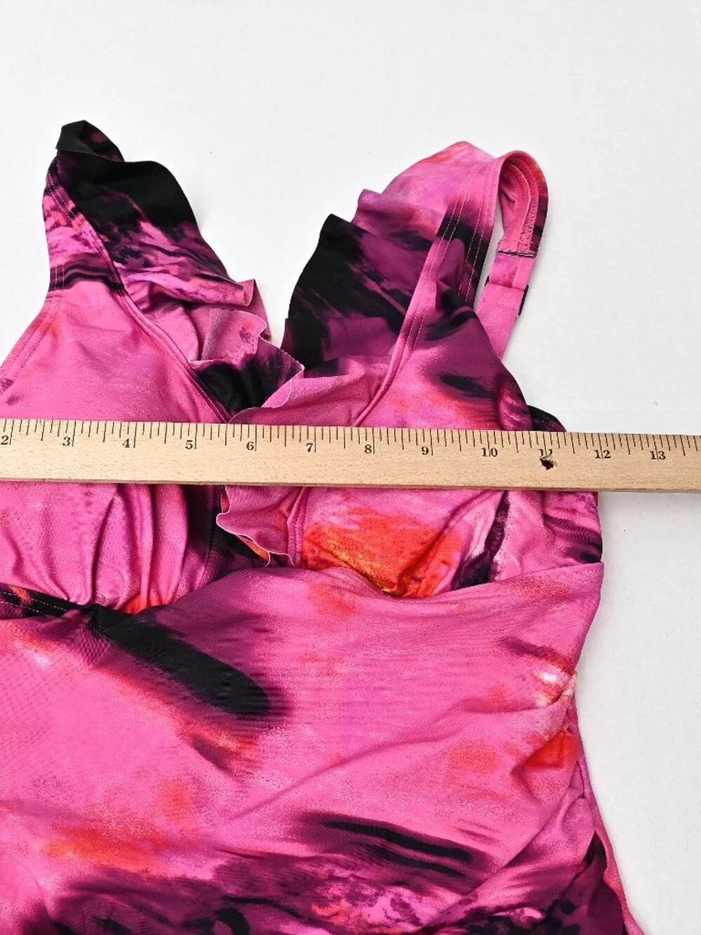 DKNY Women's Ruffle Neck One-Piece Swimsuit Underwired Pink purple Size Small - Picture 5 of 10
